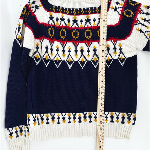 VTG 80s JcPenney Womens Sweater Medium Fair Isle Nordic Holiday Retro Ski - Picture 6 of 7